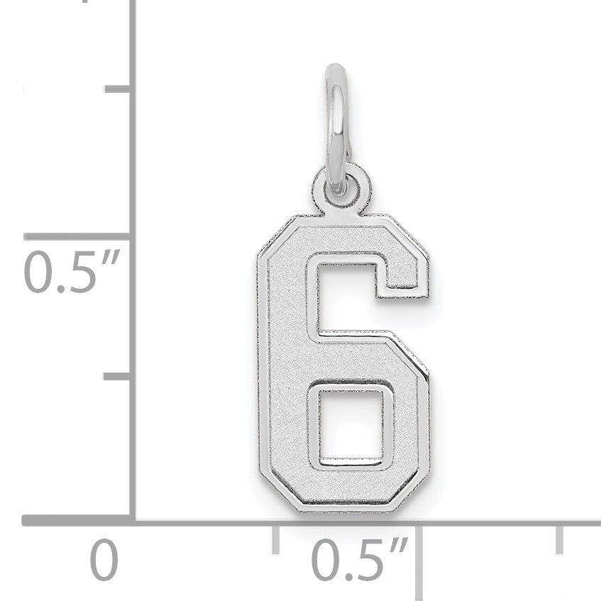14kw Small Satin Number 6 Charm