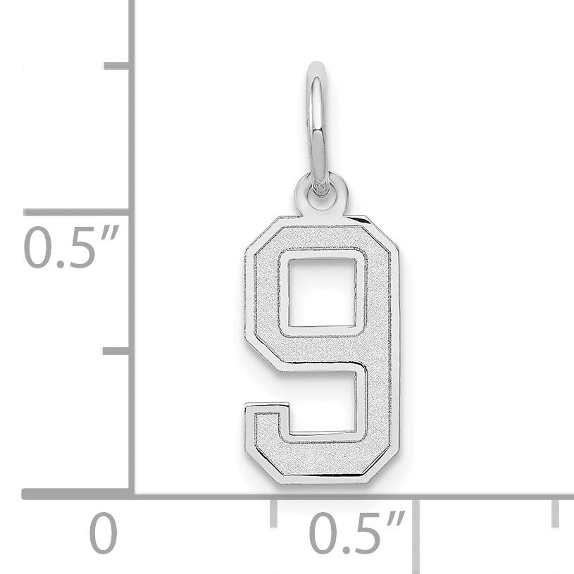 14kw Small Satin Number 9 Charm