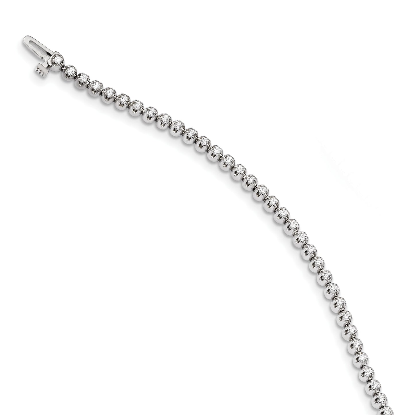 14k White Gold Complete 1 carat Round VS Diamond 4-prong 7 inch Tennis Bracelet