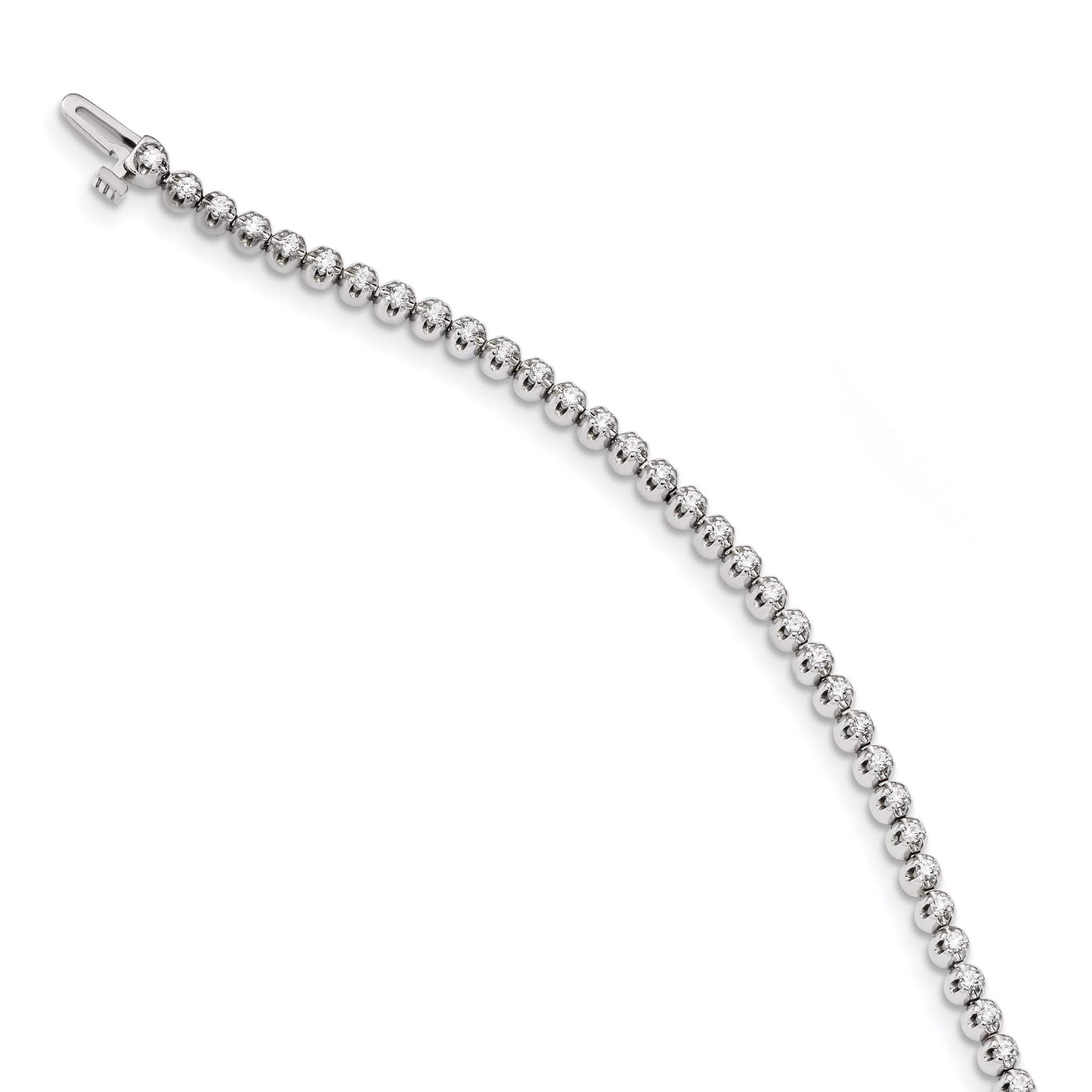 14k White Gold Complete 1 carat Round VS Diamond 4-prong 7 inch Tennis Bracelet