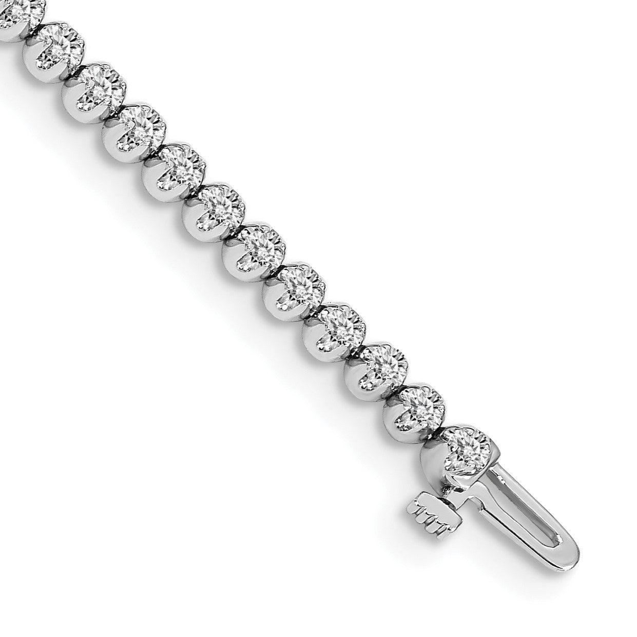 14k White Gold Complete 1 carat Round VS Diamond 4-prong 7 inch Tennis Bracelet
