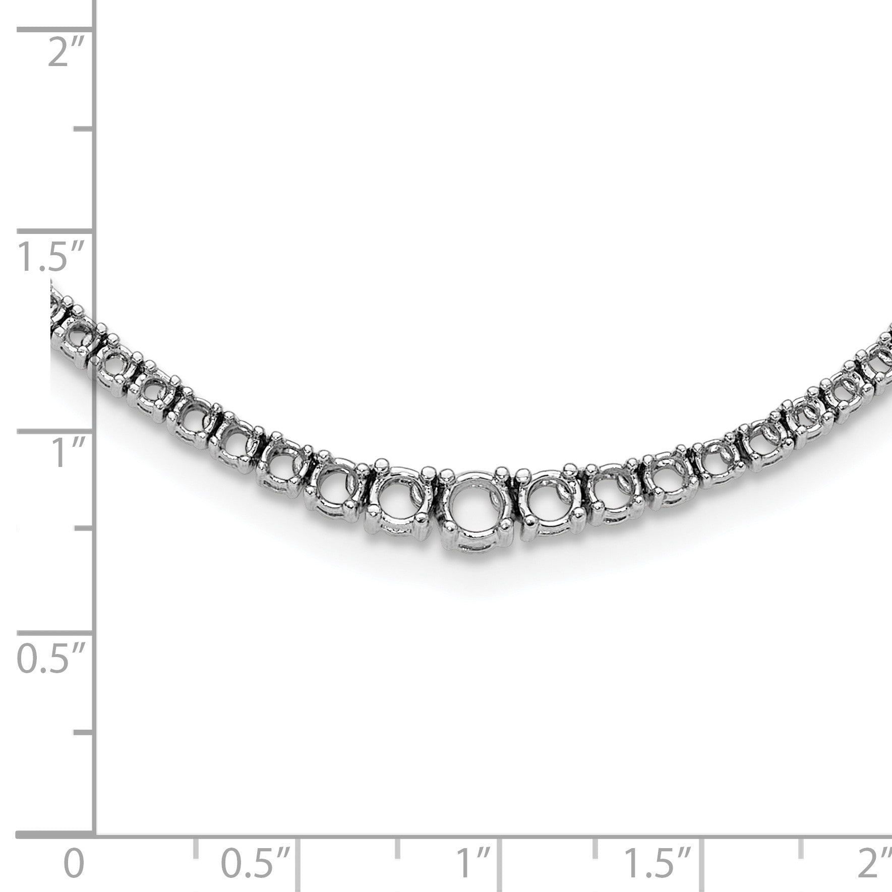 14k White Gold Holds 6.8 carat 1-4.4/2-3.8/2-2.8/4-2.5/138-2.2/2-1.4mm Round Graduated Diamond 16 inch Necklace Mounting