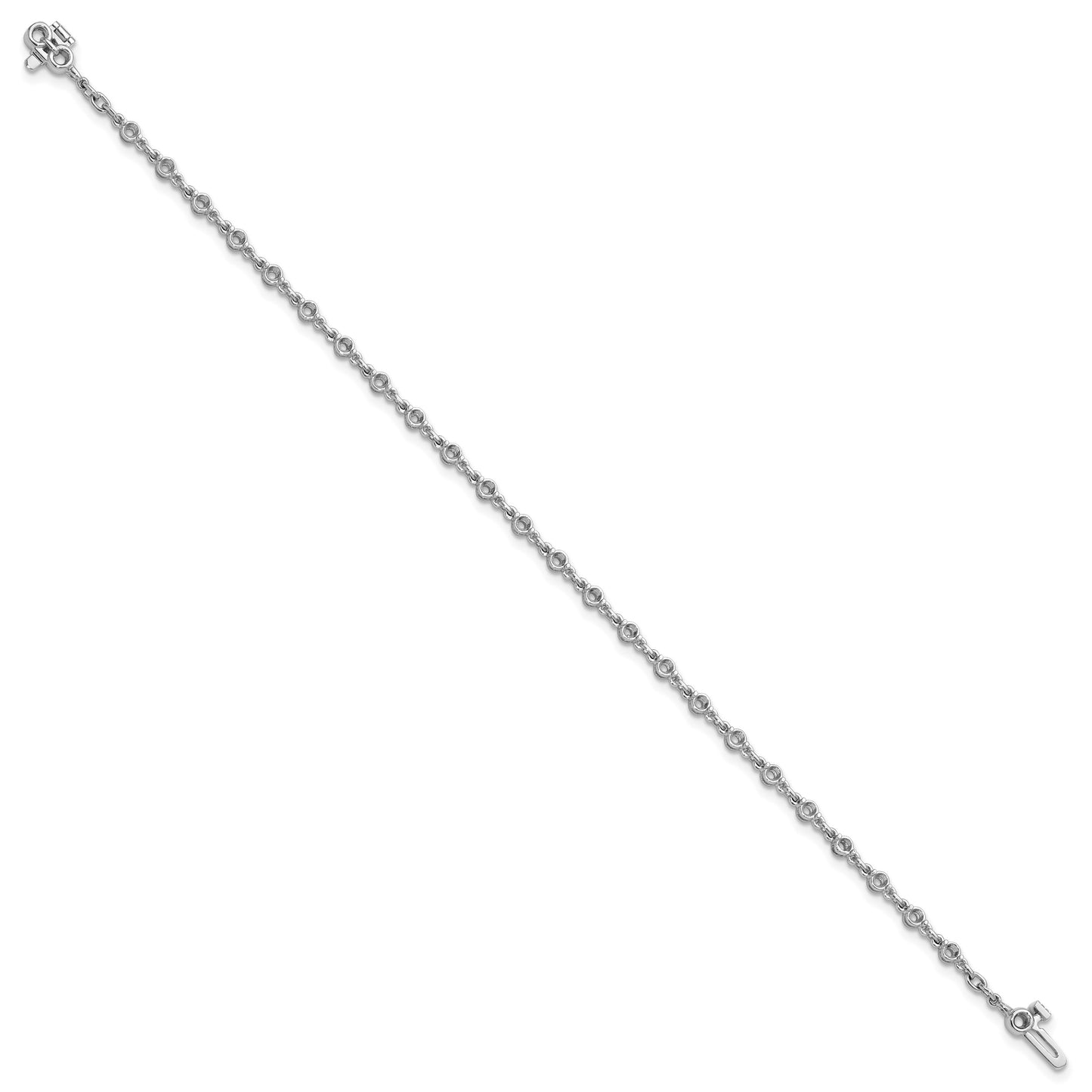 14k White Gold Holds 1.4 carat 24-2.5mm Round Diamond 2-prong 7 inch Tennis Bracelet Mounting