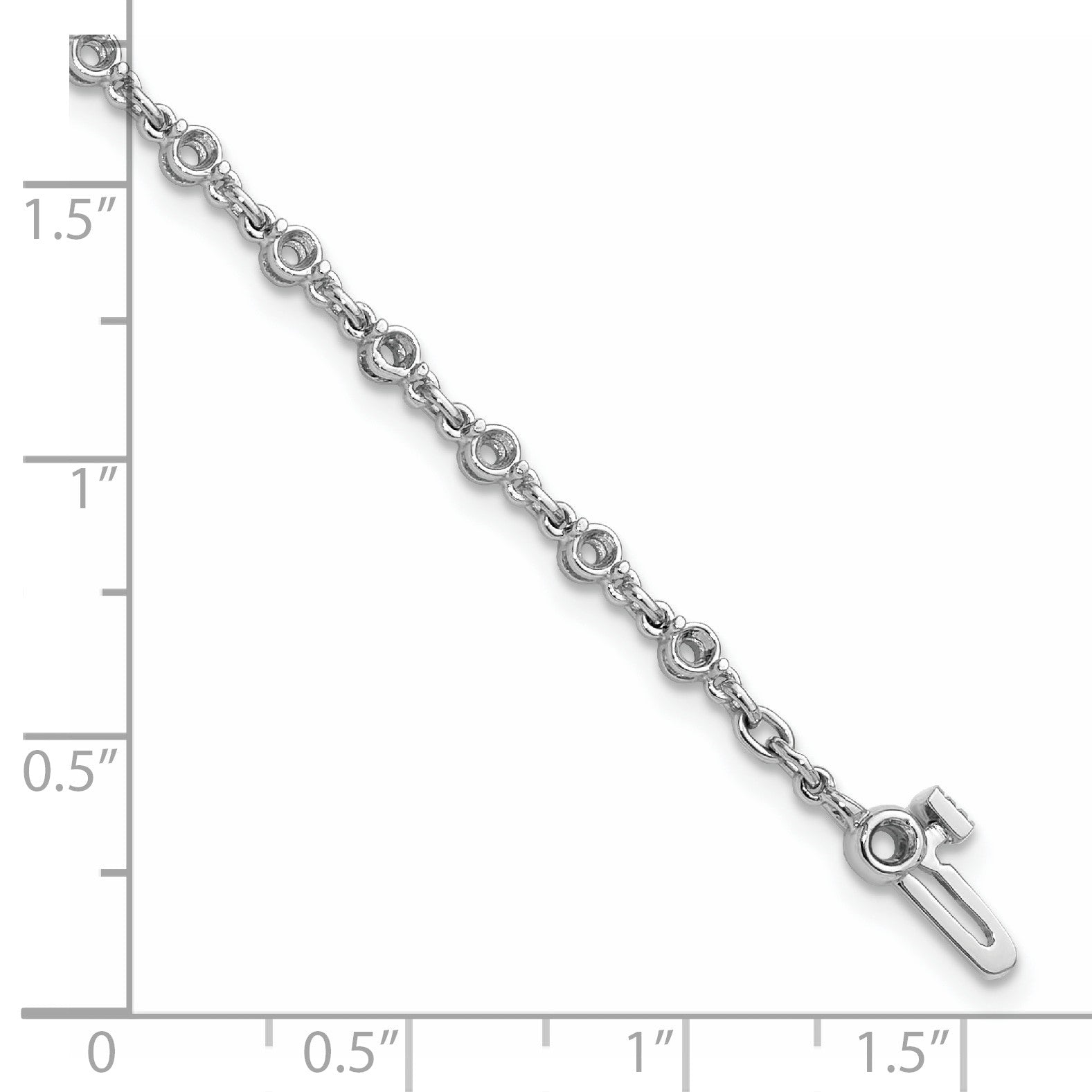14k White Gold Holds 1.4 carat 24-2.5mm Round Diamond 2-prong 7 inch Tennis Bracelet Mounting