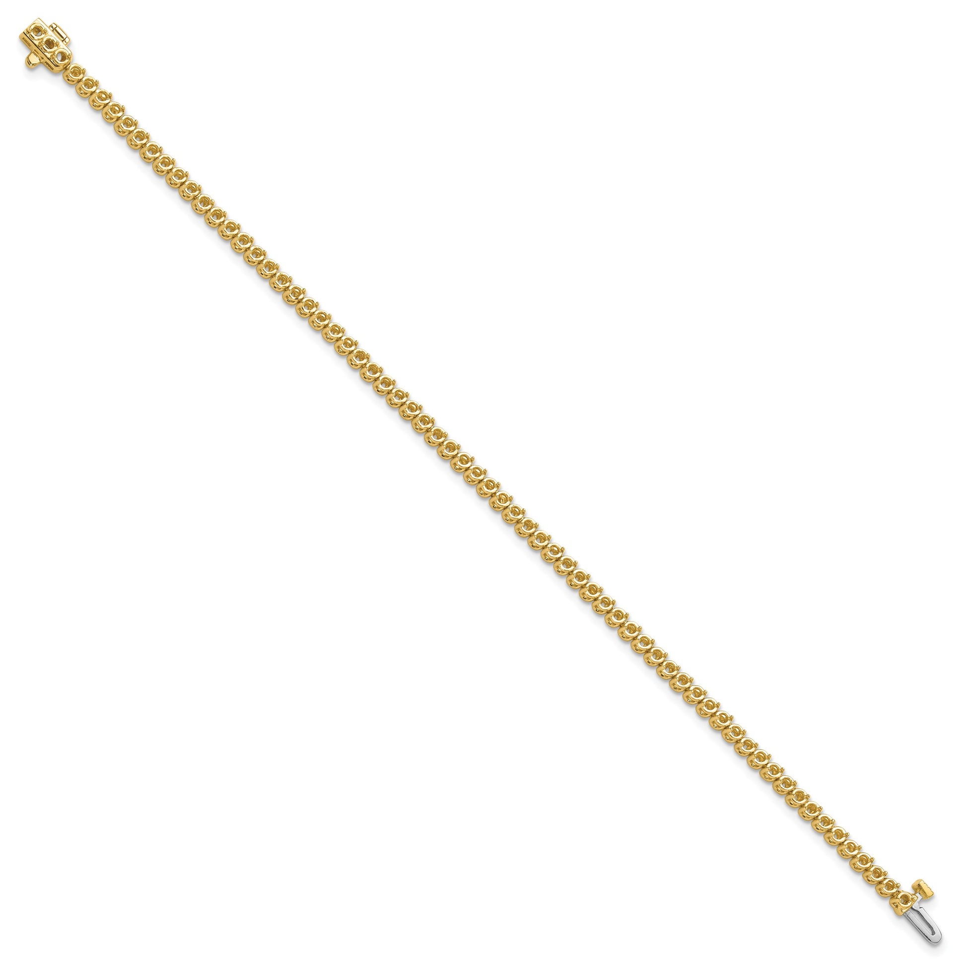 14k Holds 1.9 carat 68-1.9mm Round Diamond 2-prong 7 inch Tennis Bracelet Mounting
