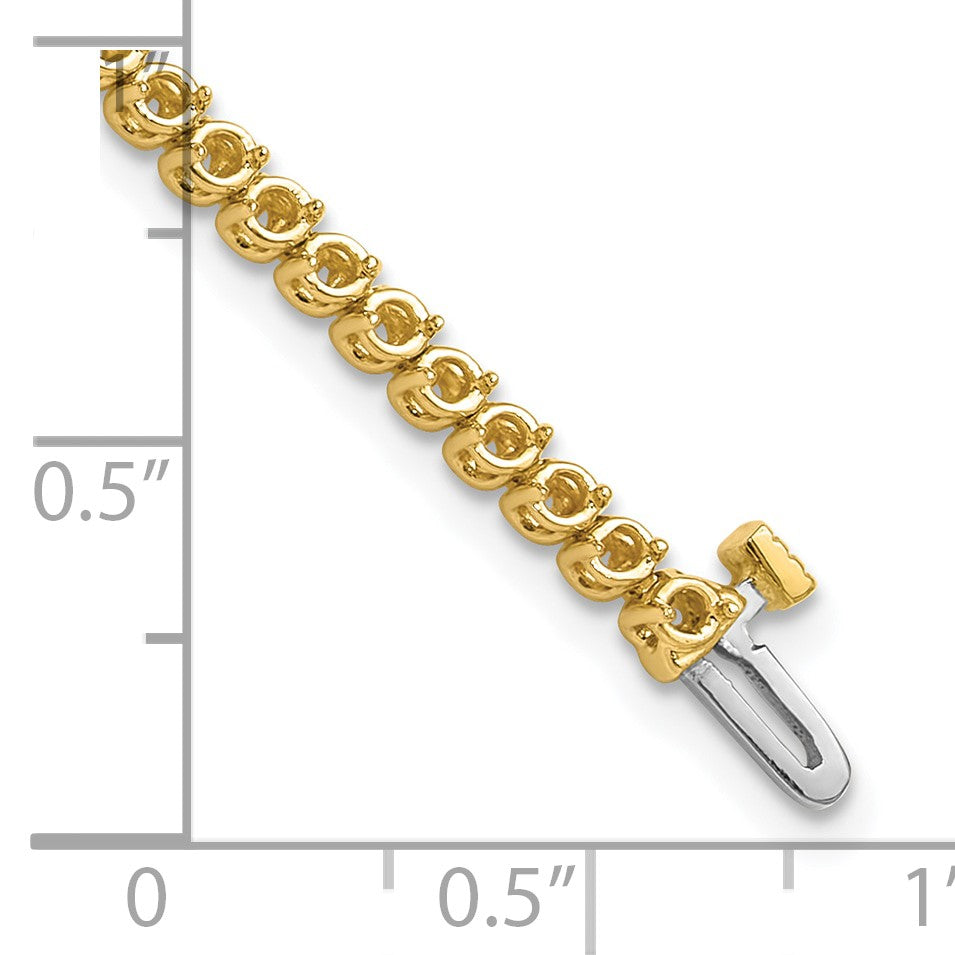 14k Holds 1.9 carat 68-1.9mm Round Diamond 2-prong 7 inch Tennis Bracelet Mounting