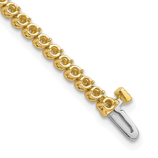 14k Holds 1.9 carat 68-1.9mm Round Diamond 2-prong 7 inch Tennis Bracelet Mounting