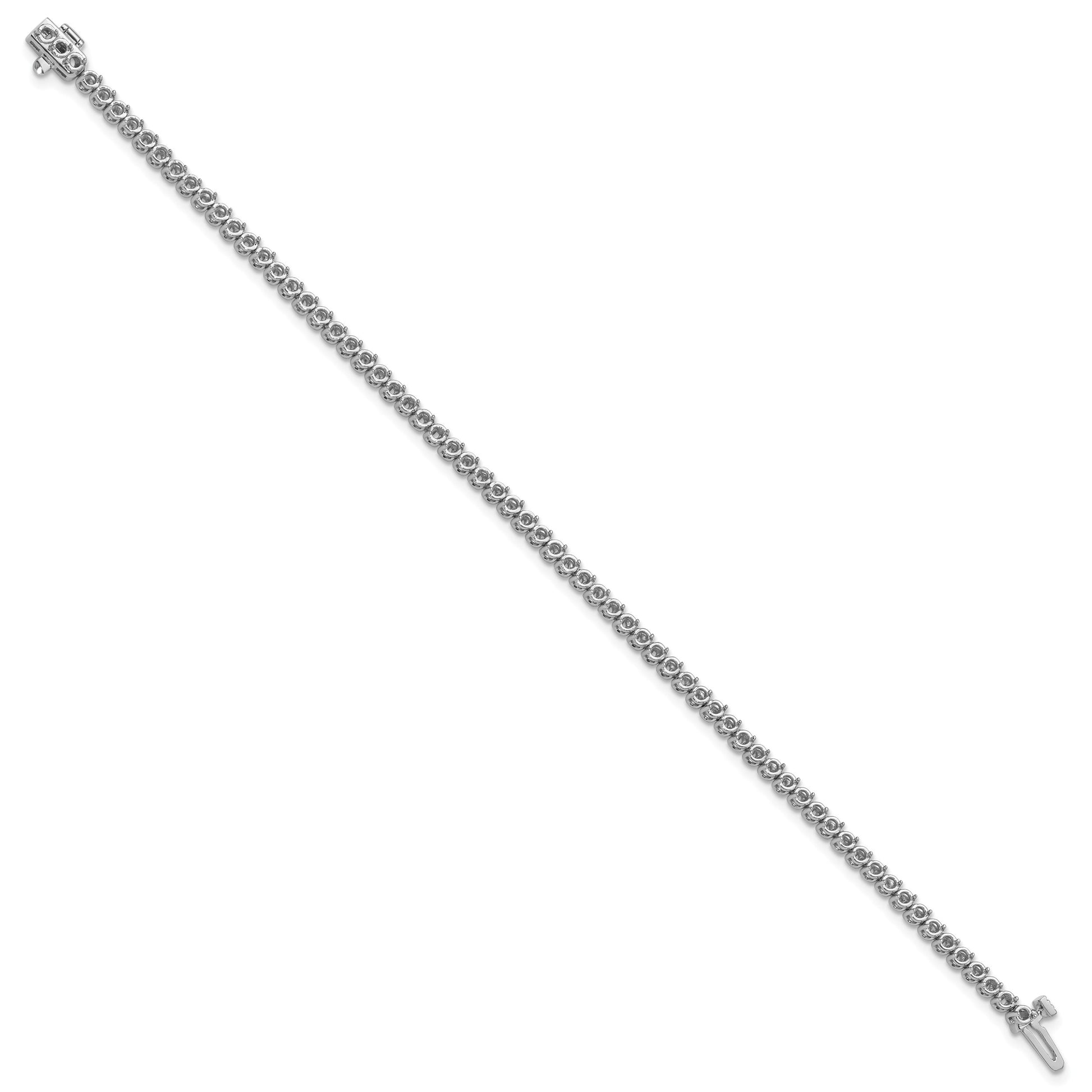 14k White Gold Holds 1.9 carat 68-1.9mm Round Diamond 2-prong 7 inch Tennis Bracelet Mounting