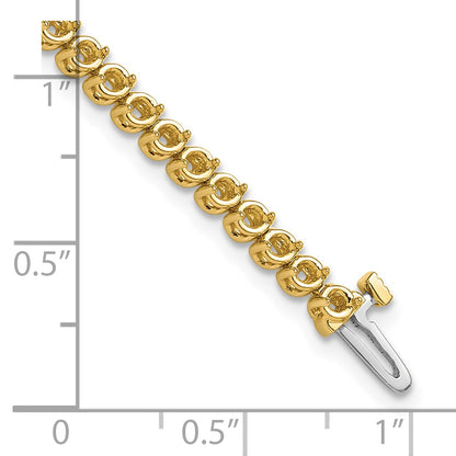 14k Holds 2.9 carat 58-2.3mm Round Diamond 2-prong 7 inch Tennis Bracelet Mounting
