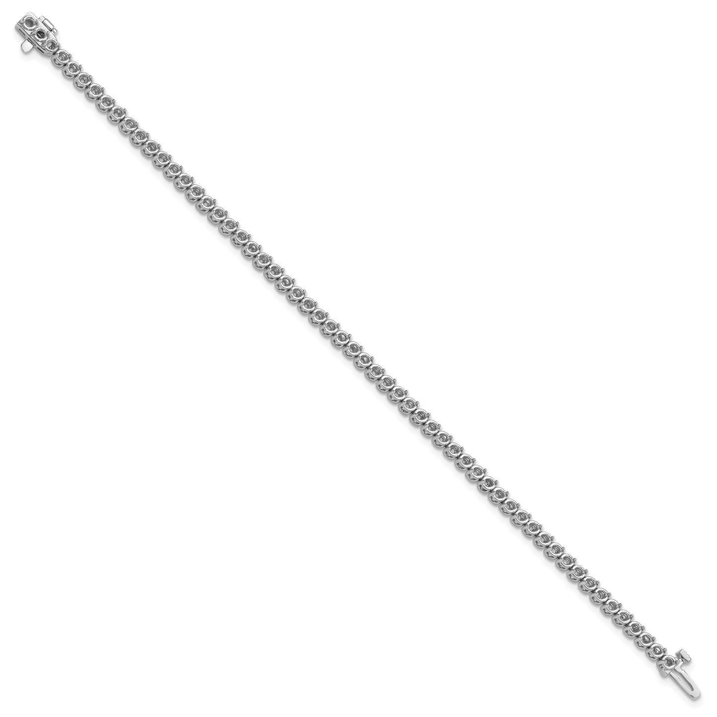 14k White Gold Holds 2.9 carat 58-2.3mm Round Diamond 2-prong 7 inch Tennis Bracelet Mounting