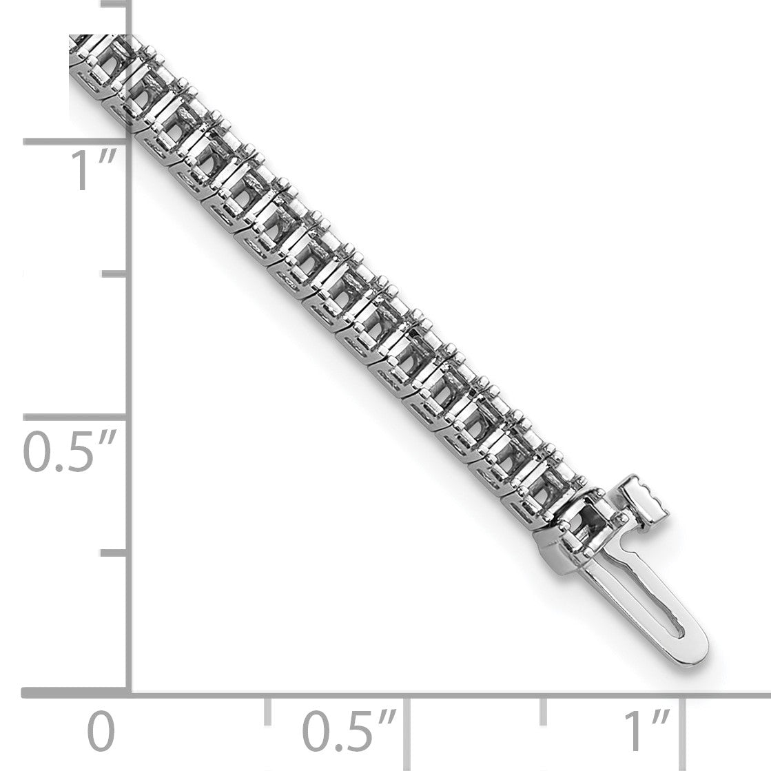 14k White Gold Holds 4 carat 81-2.0mm Princess Diamond 4-prong 7 inch Tennis Bracelet Mounting