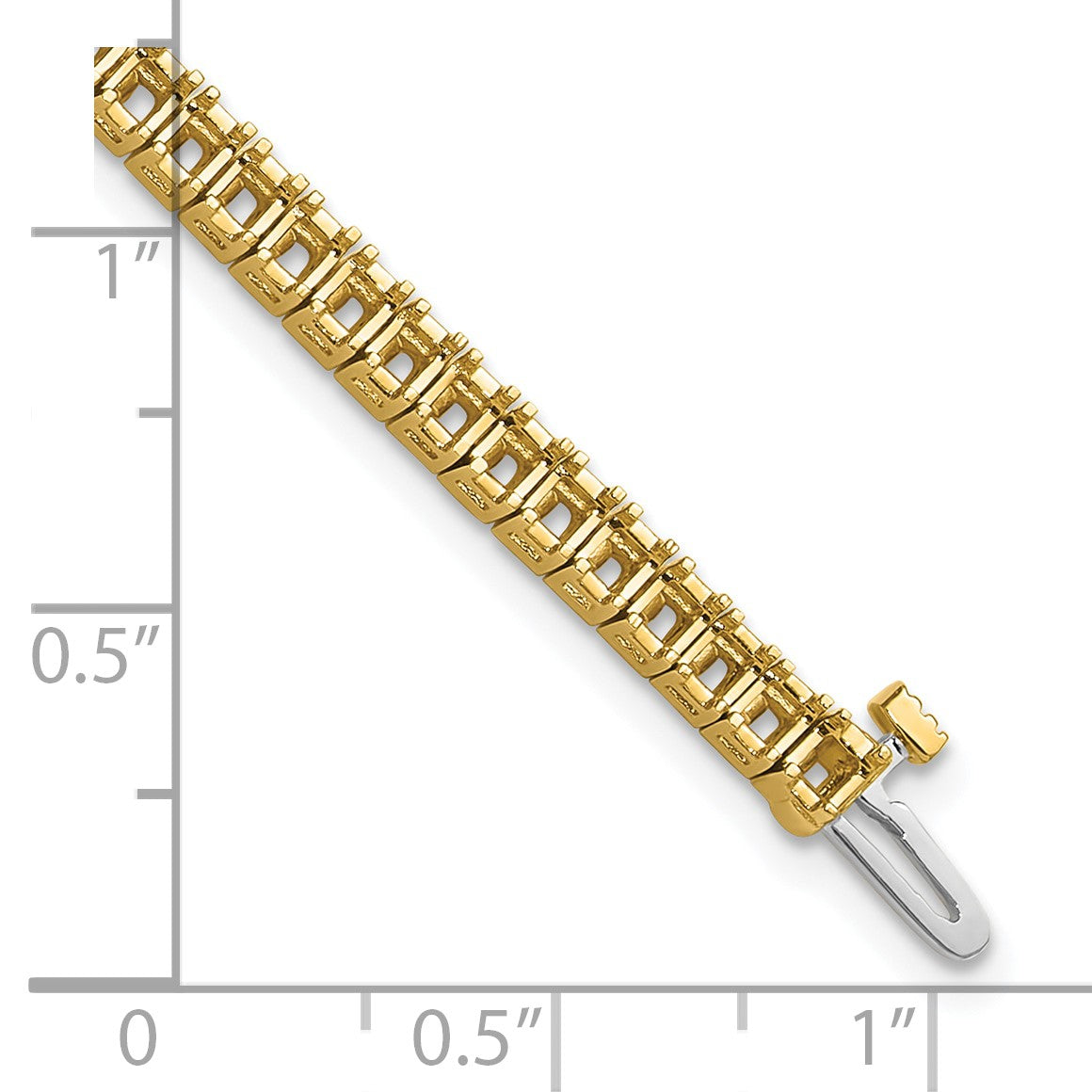 14k Holds 5 carat 71-2.25mm Princess Diamond 4-prong 7 inch Tennis Bracelet Mounting
