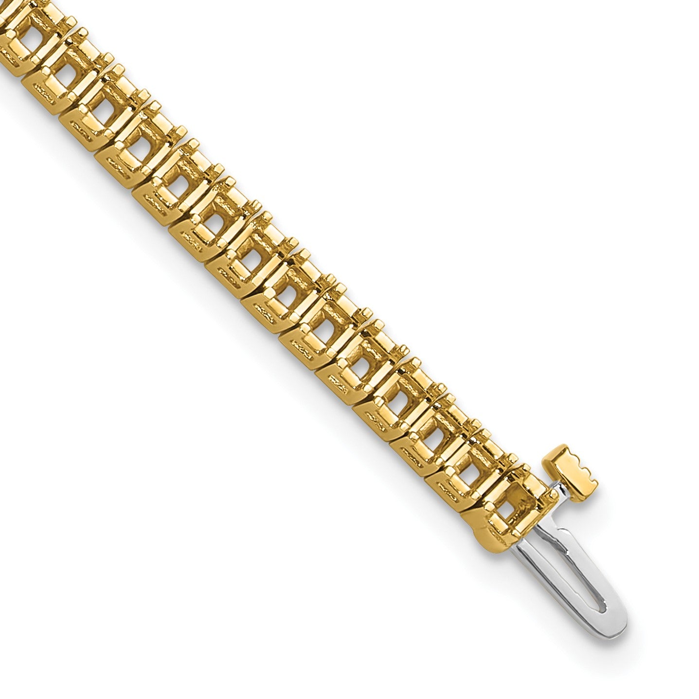 14k Holds 5 carat 71-2.25mm Princess Diamond 4-prong 7 inch Tennis Bracelet Mounting