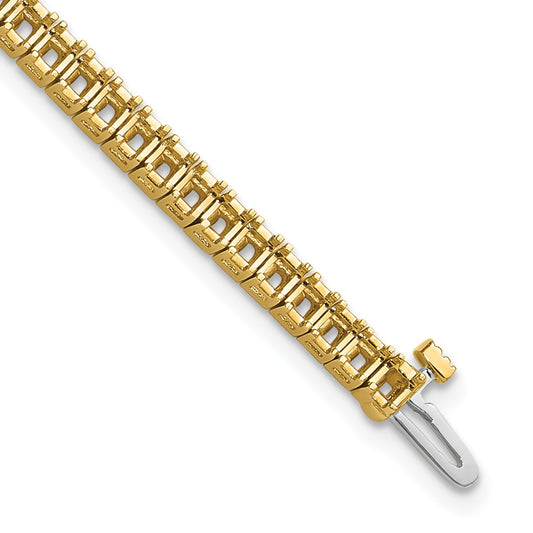 14k Holds 5 carat 71-2.25mm Princess Diamond 4-prong 7 inch Tennis Bracelet Mounting