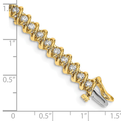 14k Complete 2.25 carat Round AAA Diamond Fancy Spiral 7 inch Tennis Bracelet