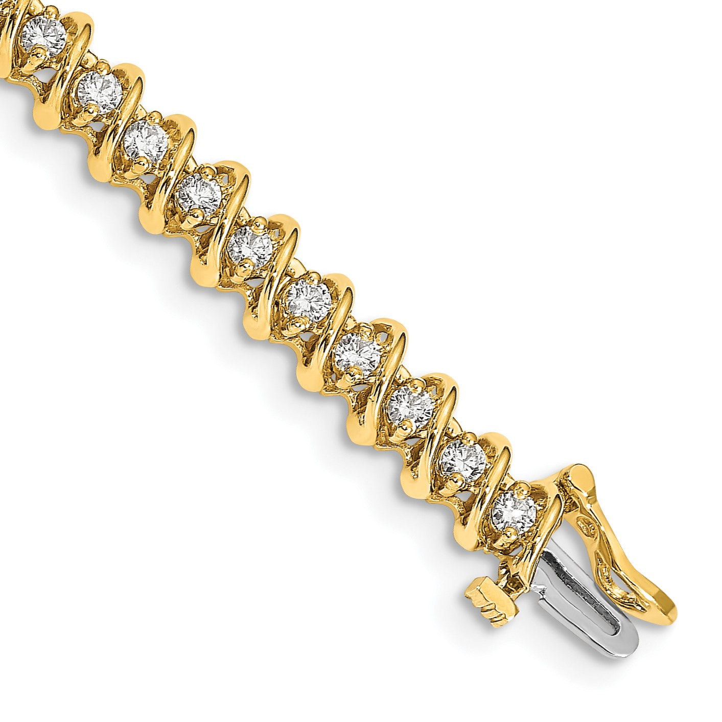 14k Complete 2.25 carat Round AAA Diamond Fancy Spiral 7 inch Tennis Bracelet