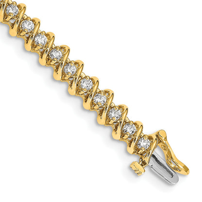 14k Complete 2.25 carat Round AAA Diamond Fancy Spiral 7 inch Tennis Bracelet