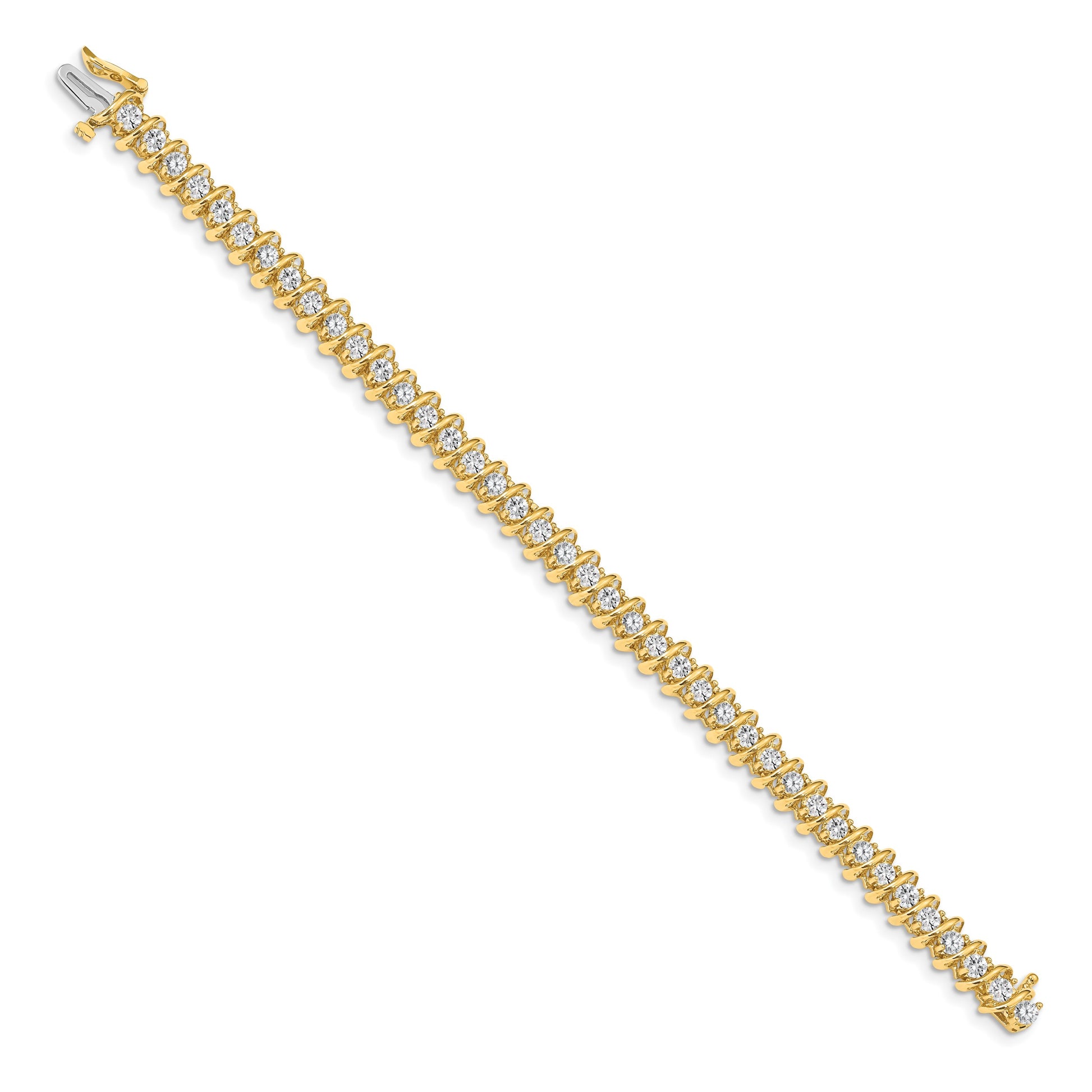 14k Holds 3.72 carat 40-2.9mm Round Diamond Fancy Spiral 7 inch Tennis Bracelet Mounting