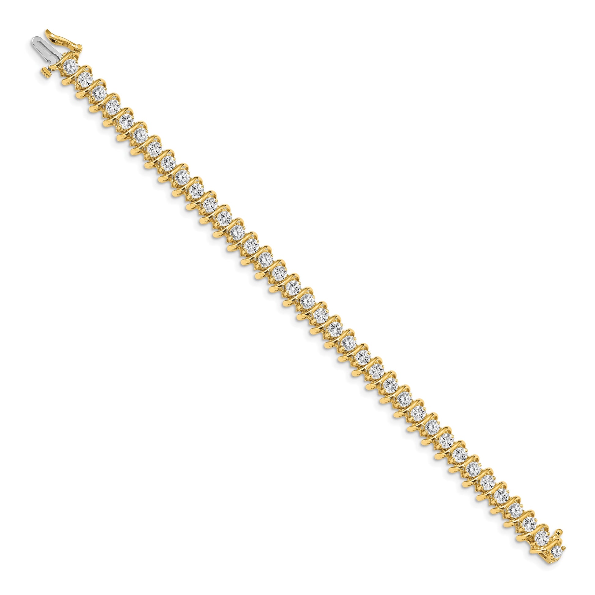 14k Holds 5 carat 36-3.3mm Round Diamond Fancy Spiral 7 inch Tennis Bracelet Mounting