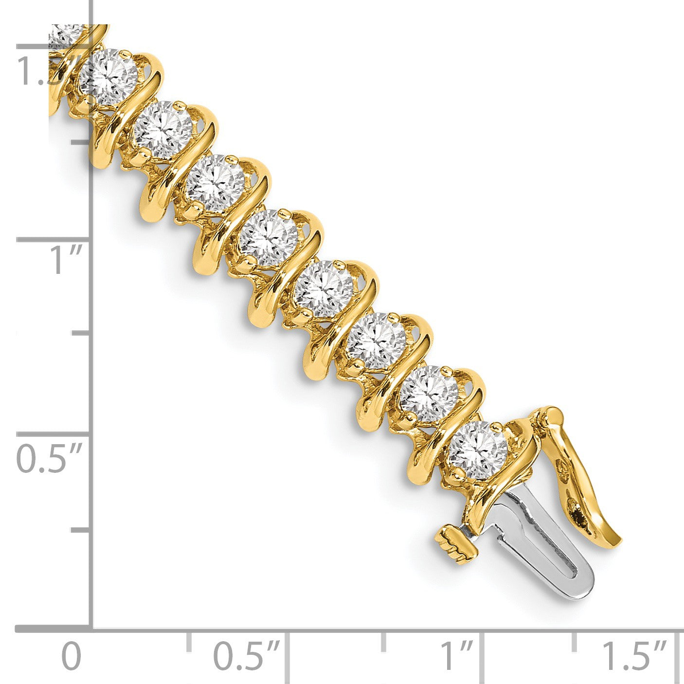 14k Holds 5 carat 36-3.3mm Round Diamond Fancy Spiral 7 inch Tennis Bracelet Mounting