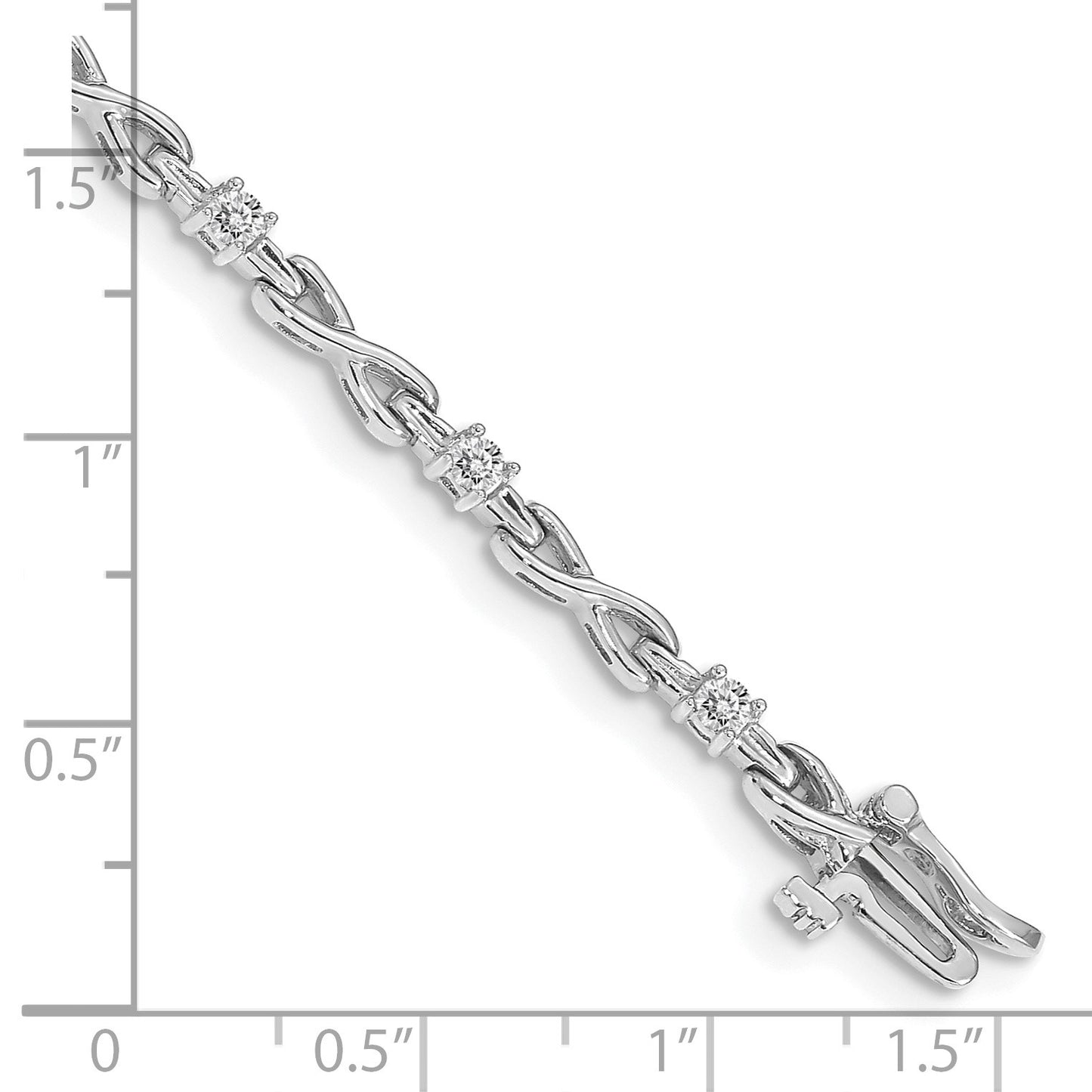 14k White Gold Holds 1/2 carat 11-2.2mm Round Diamond 4-prong X-design 7 inch Tennis Bracelet Mounting