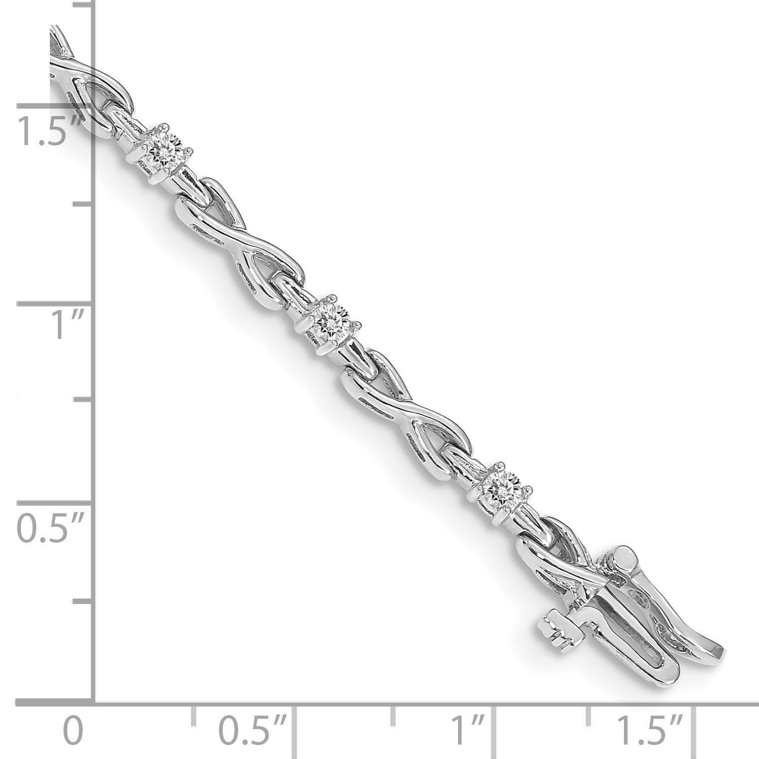 14k White Gold Holds 1/2 carat 11-2.2mm Round Diamond 4-prong X-design 7 inch Tennis Bracelet Mounting