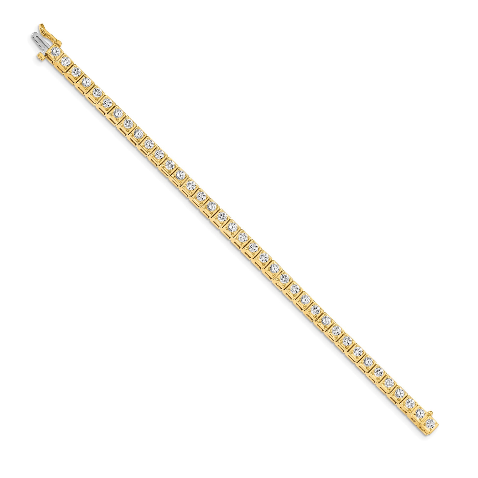 14k Holds 3.75 carat 37-3.0mm Round Diamond 4-prong 7 inch Tennis Bracelet Mounting