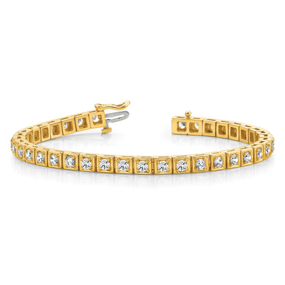 14k Holds 3.75 carat 37-3.0mm Round Diamond 4-prong 7 inch Tennis Bracelet Mounting