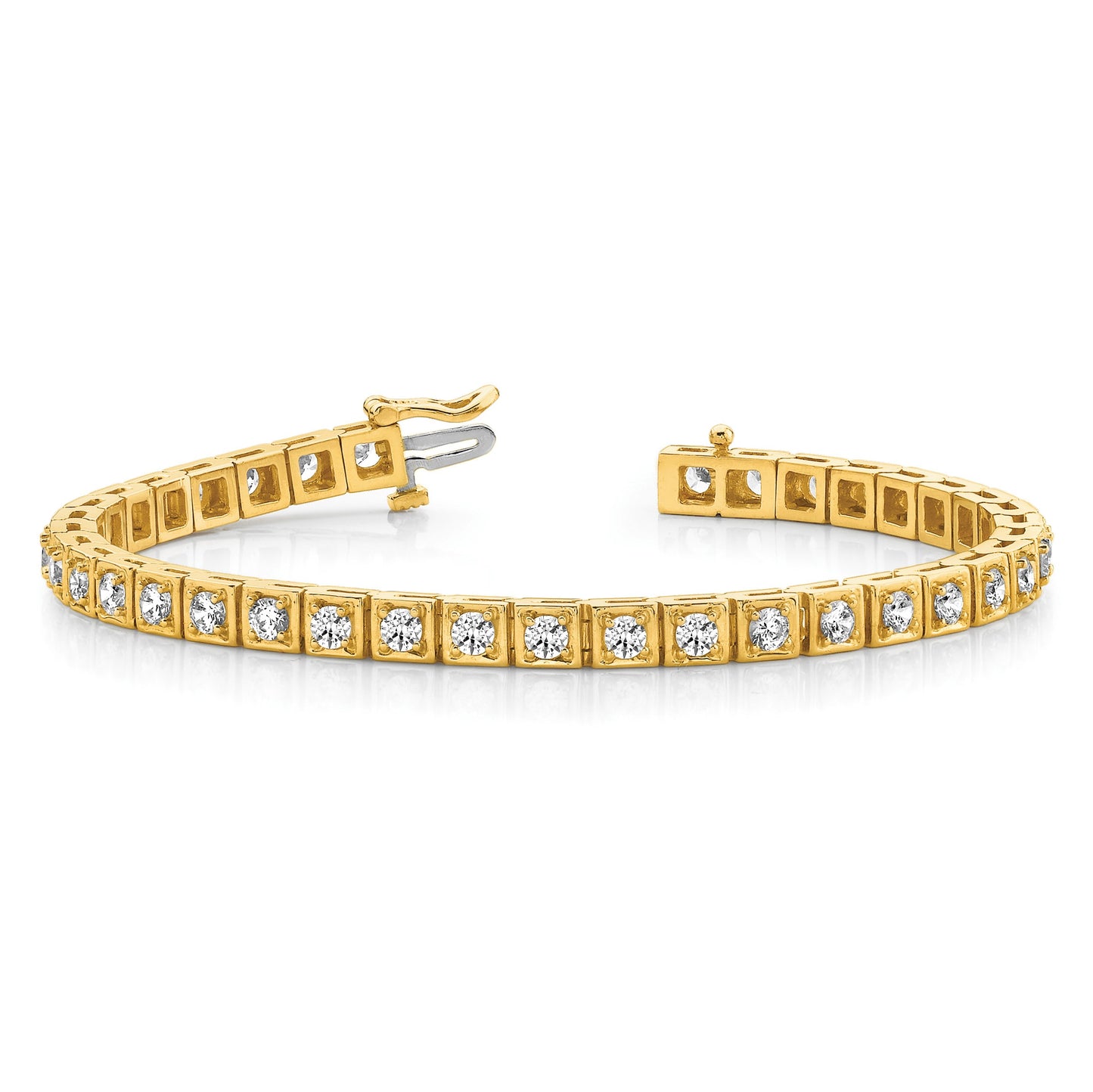 14k Holds 3.75 carat 37-3.0mm Round Diamond 4-prong 7 inch Tennis Bracelet Mounting