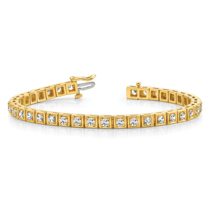 14k Holds 3.75 carat 37-3.0mm Round Diamond 4-prong 7 inch Tennis Bracelet Mounting