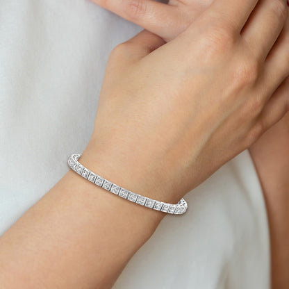 14k White Gold Holds 3.75 carat 37-3.0mm Round Diamond 4-prong 7 inch Tennis Bracelet Mounting