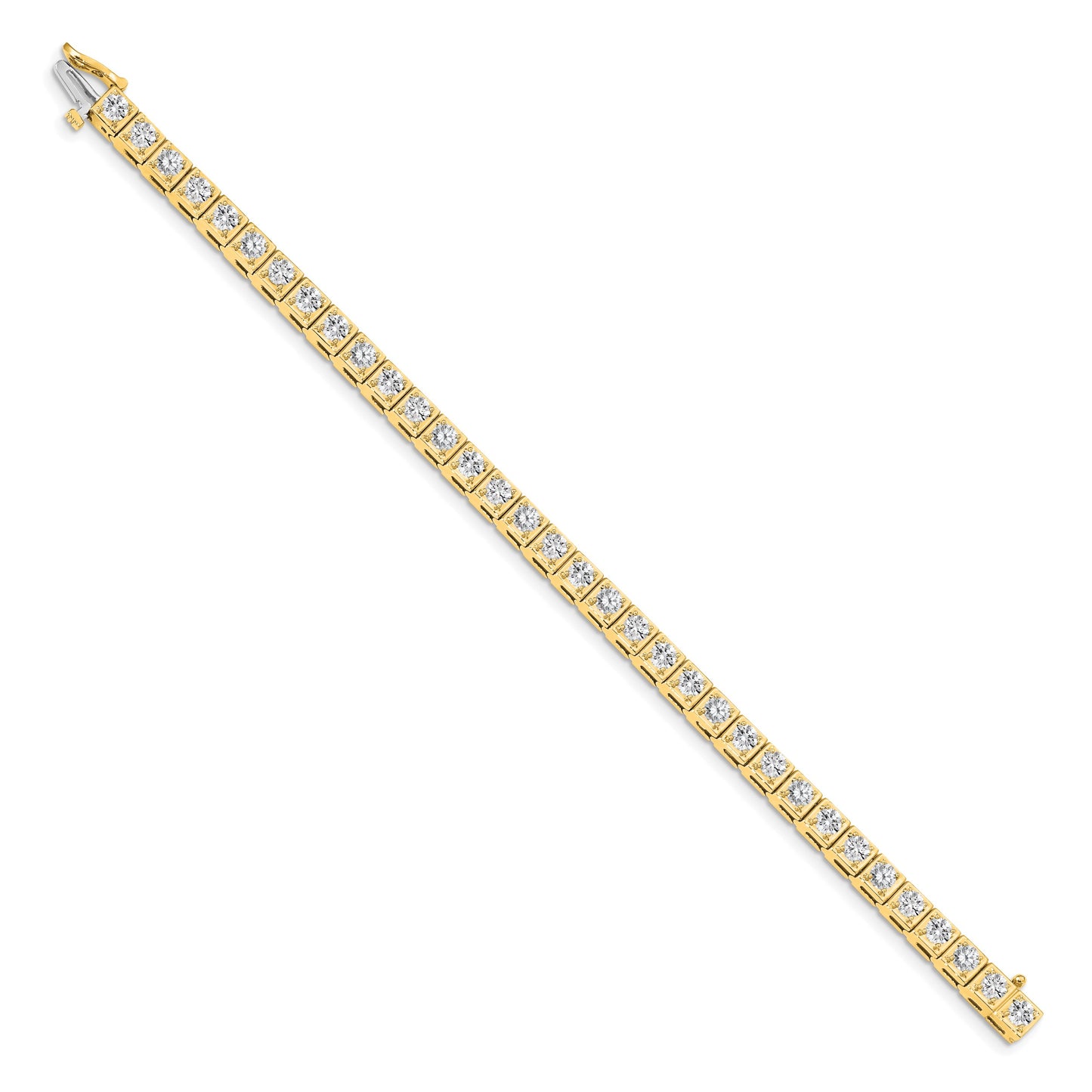 14k Holds 5.1 carat 34-3.4mm Round Diamond 4-prong 7 inch Tennis Bracelet Mounting