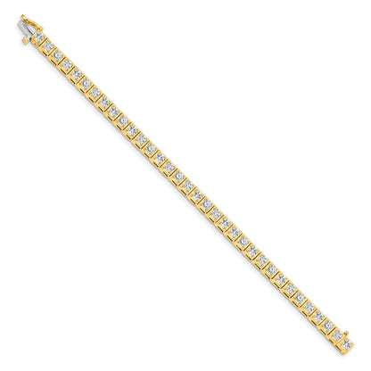14k Holds 5.1 carat 34-3.4mm Round Diamond 4-prong 7 inch Tennis Bracelet Mounting