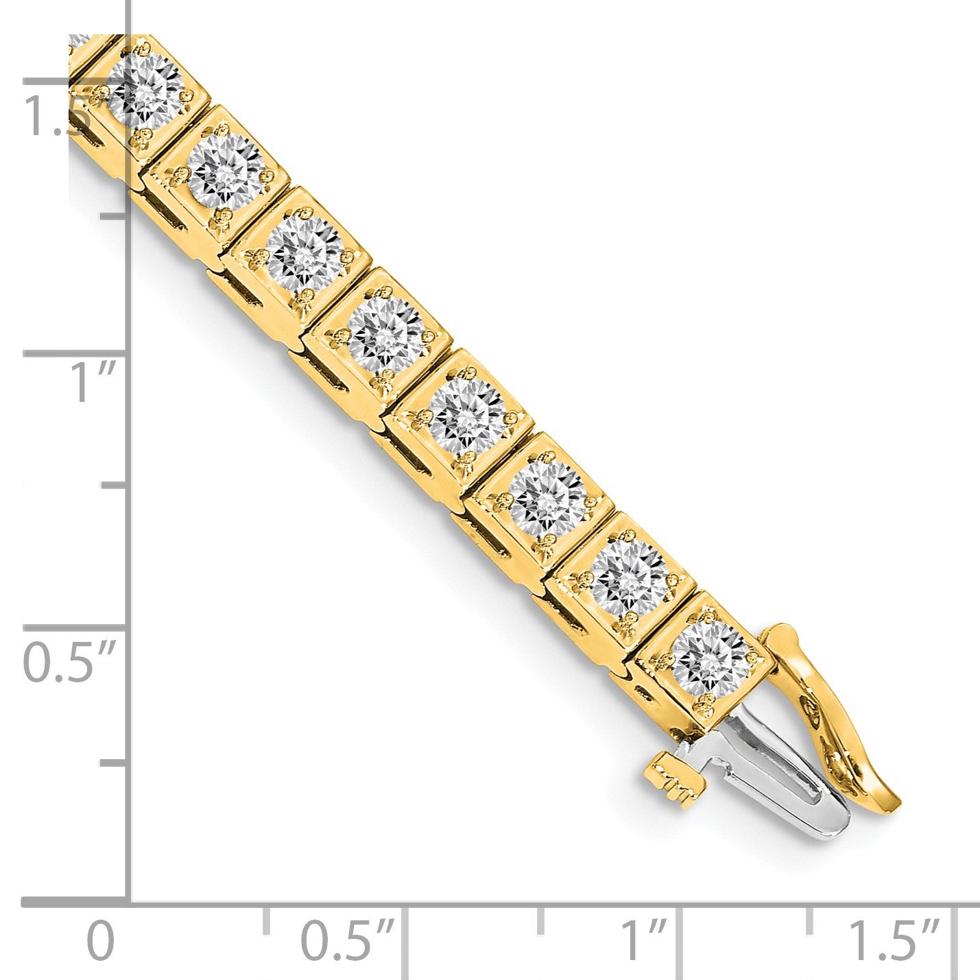 14k Holds 5.1 carat 34-3.4mm Round Diamond 4-prong 7 inch Tennis Bracelet Mounting
