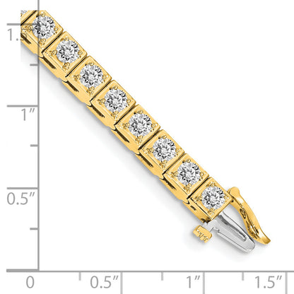 14k Holds 5.1 carat 34-3.4mm Round Diamond 4-prong 7 inch Tennis Bracelet Mounting