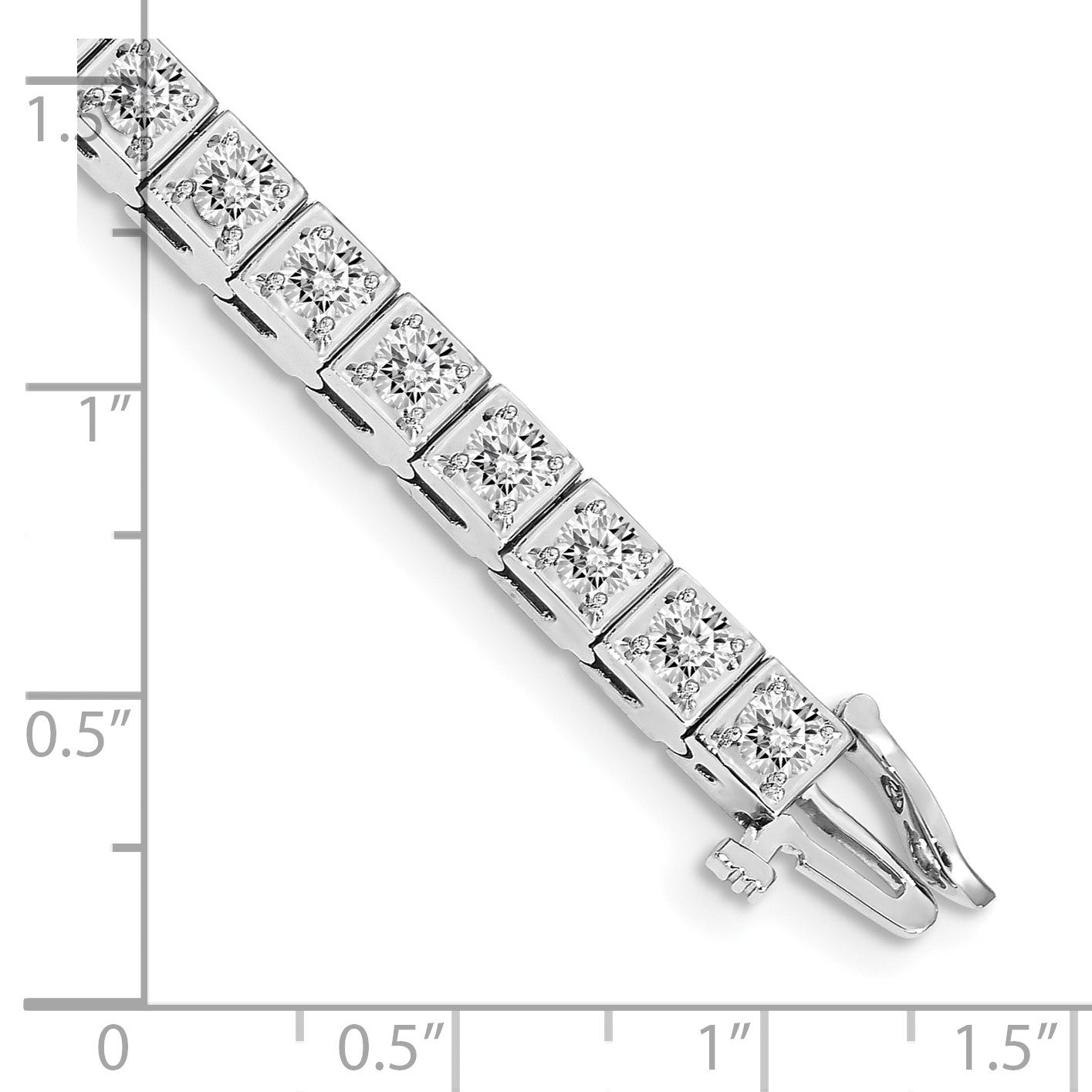 14k White Gold Holds 5.1 carat 34-3.4mm Round Diamond 4-prong 7 inch Tennis Bracelet Mounting