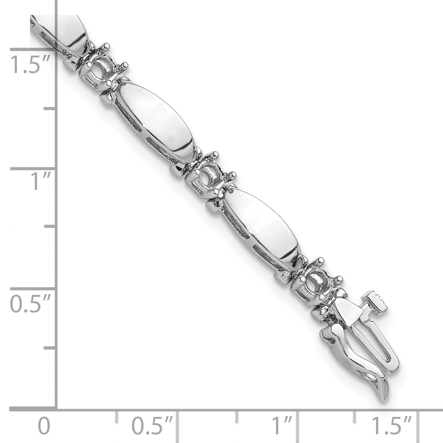 14k White Gold Holds 1.87 carat 11-3.5mm Round Diamond Curved Bar Link 7 inch Tennis Bracelet Mounting