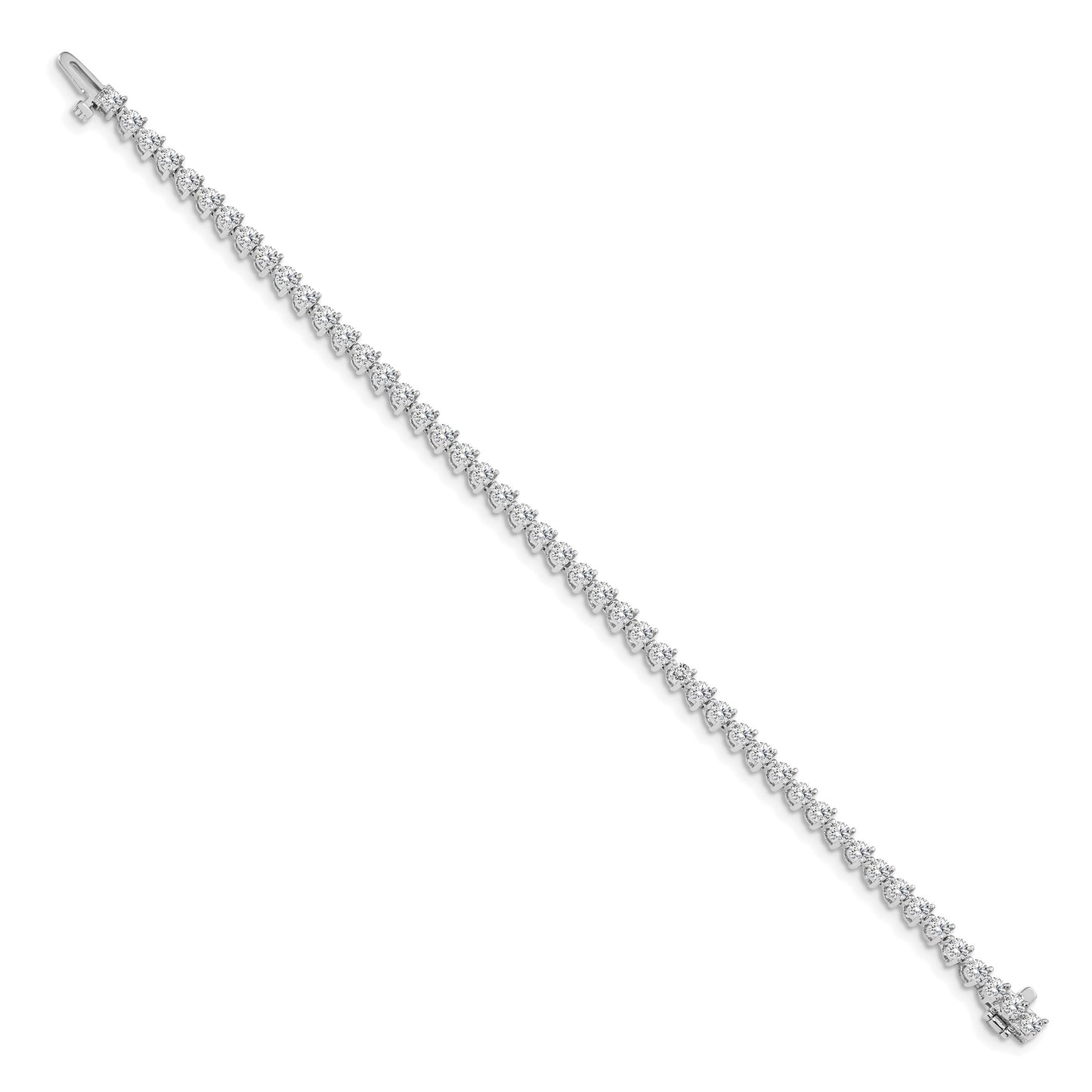 14k White Gold Holds 4.3 carat 47-2.8mm Round Diamond 3-prong 7 inch Tennis Bracelet Mounting