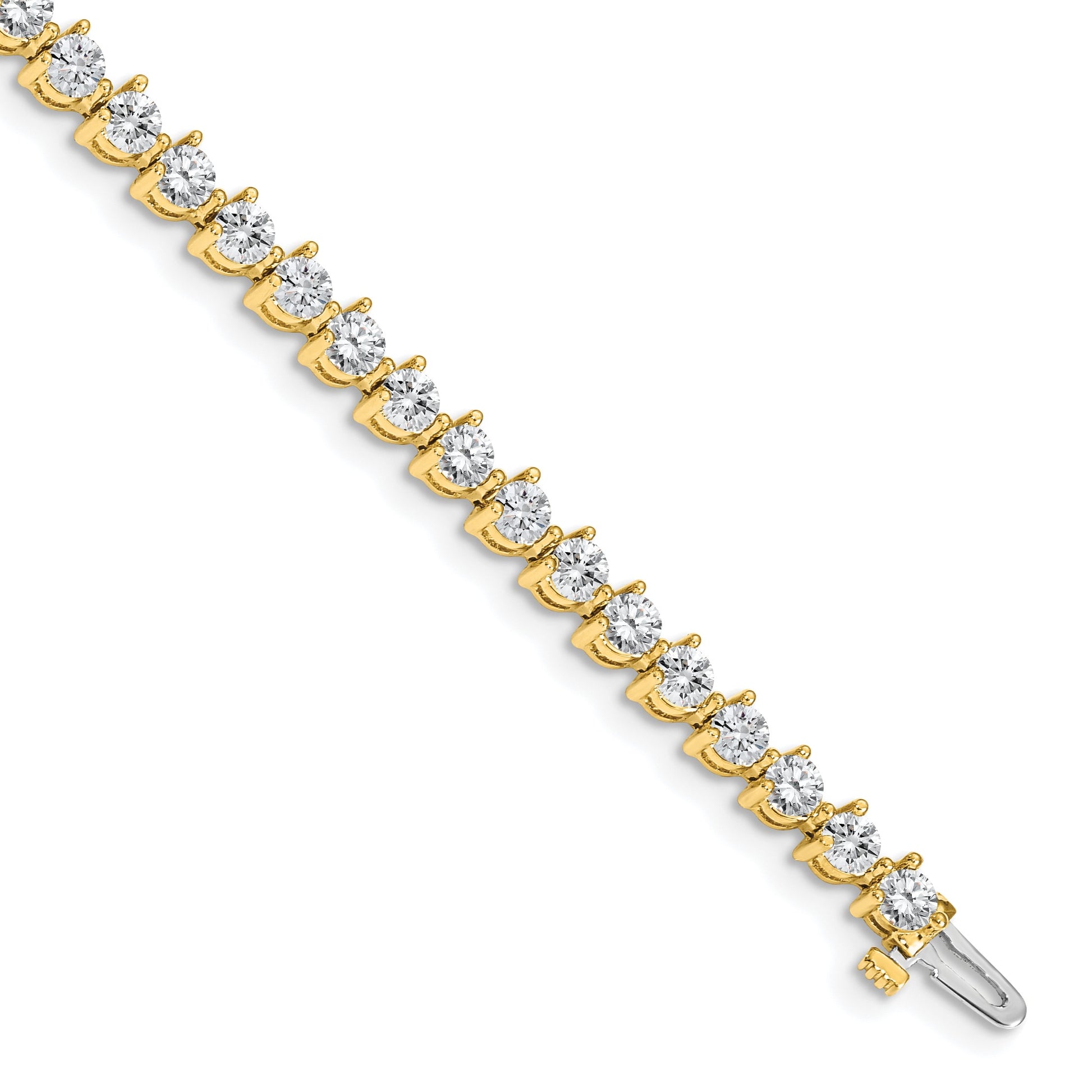 14k Holds 6.15 carat 41-3.4mm Round Diamond 3-prong 7 inch Tennis Bracelet Mounting