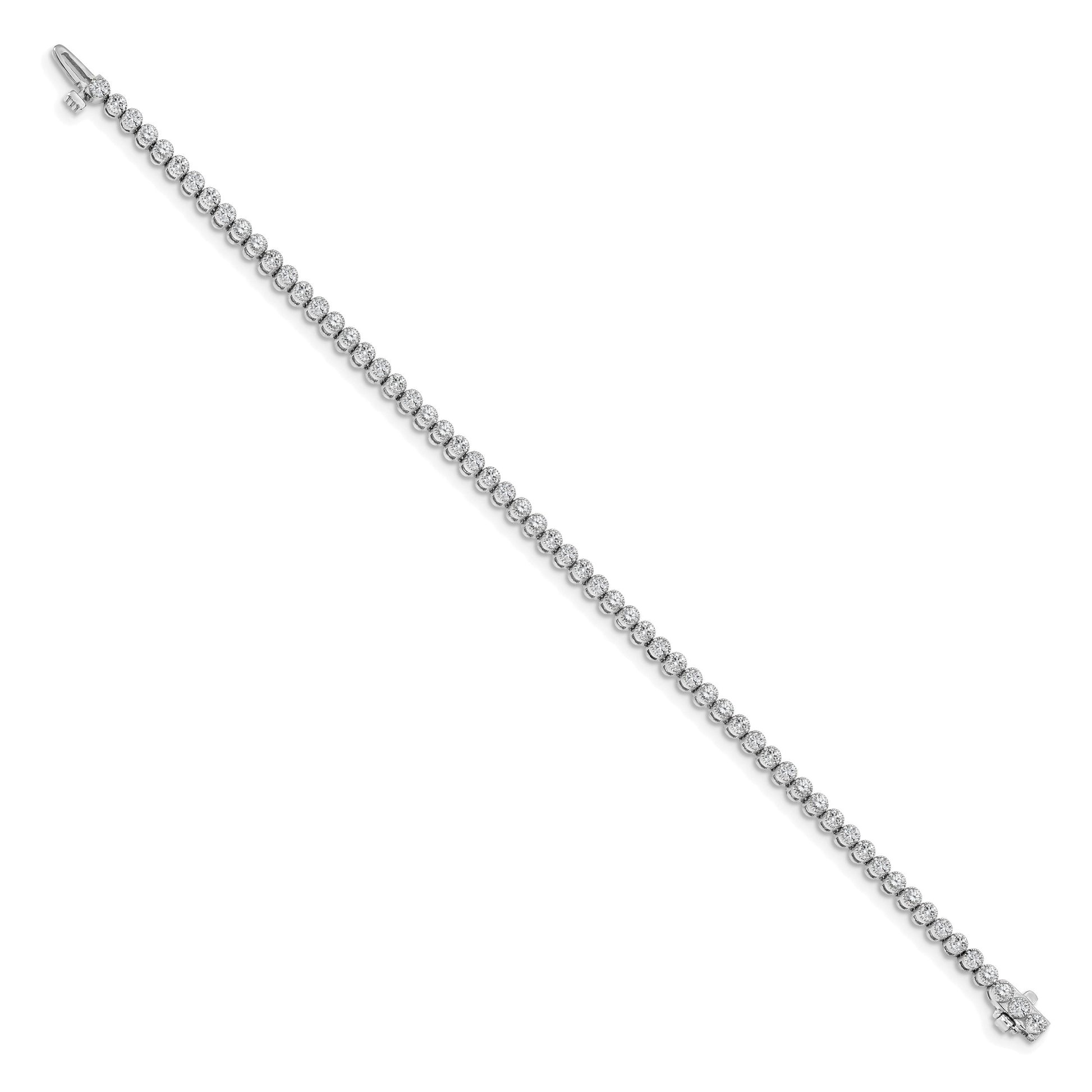 14k White Gold Holds 2.13 carat 61-2.0mm Round Diamond 2-prong 7 inch Tennis Bracelet Mounting