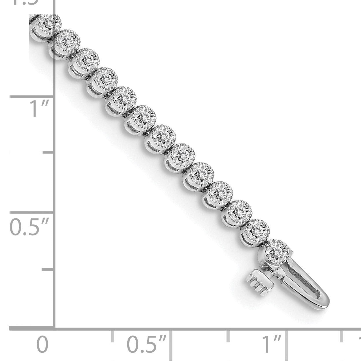 14k White Gold Holds 2.13 carat 61-2.0mm Round Diamond 2-prong 7 inch Tennis Bracelet Mounting