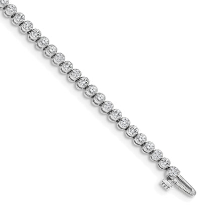 14k White Gold Holds 2.13 carat 61-2.0mm Round Diamond 2-prong 7 inch Tennis Bracelet Mounting
