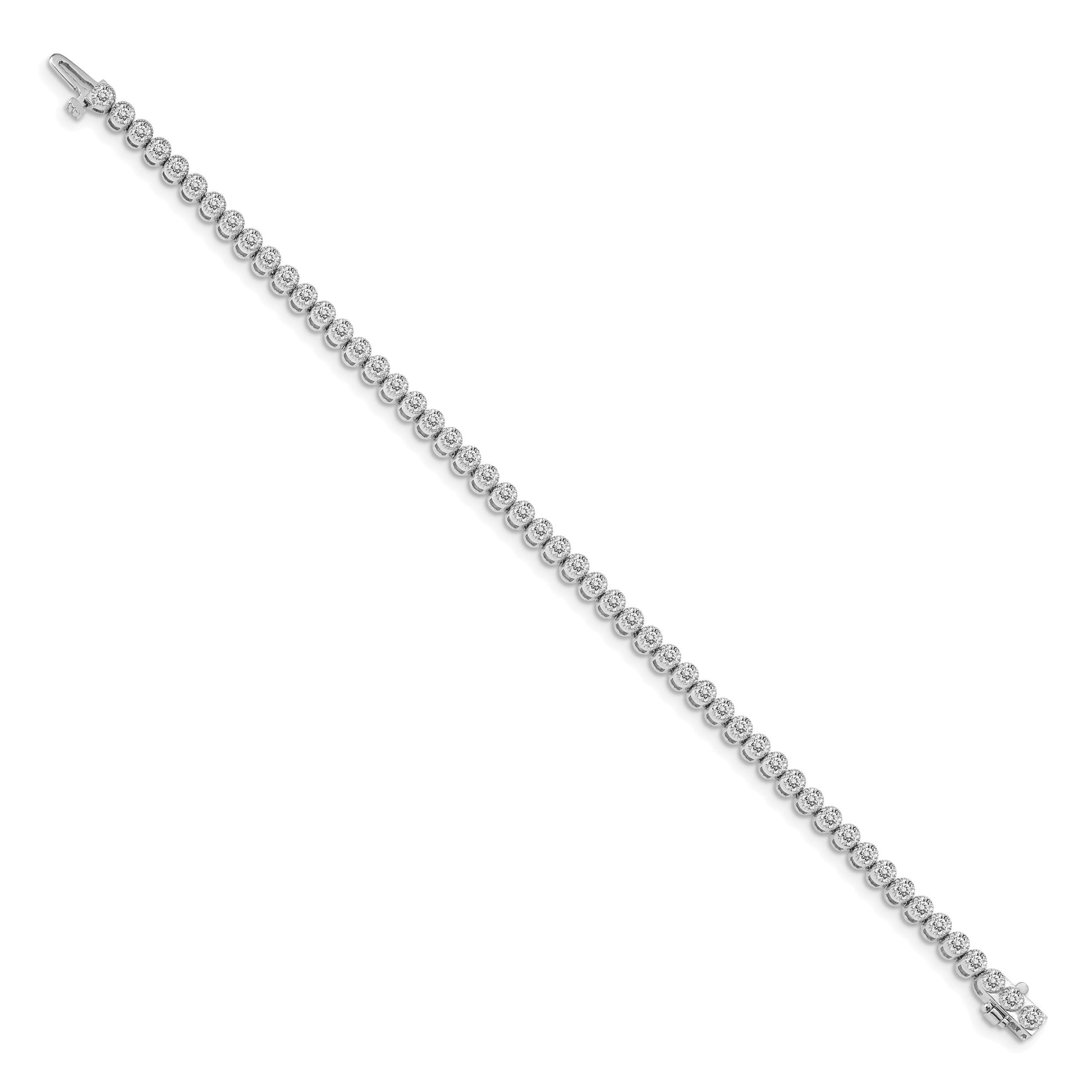 14k White Gold Holds 3.06 carat 52-2.5mm Round Diamond 2-prong 7 inch Tennis Bracelet Mounting