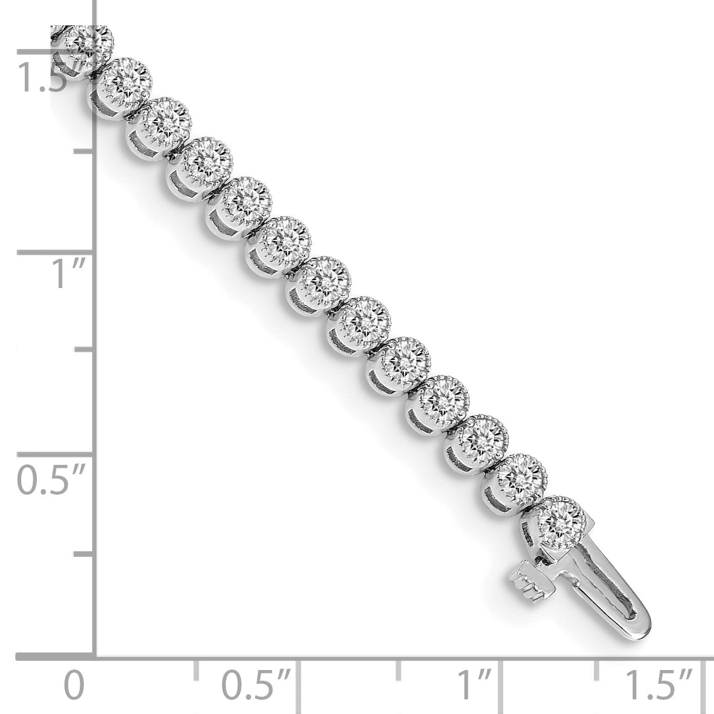 14k White Gold Holds 3.06 carat 52-2.5mm Round Diamond 2-prong 7 inch Tennis Bracelet Mounting