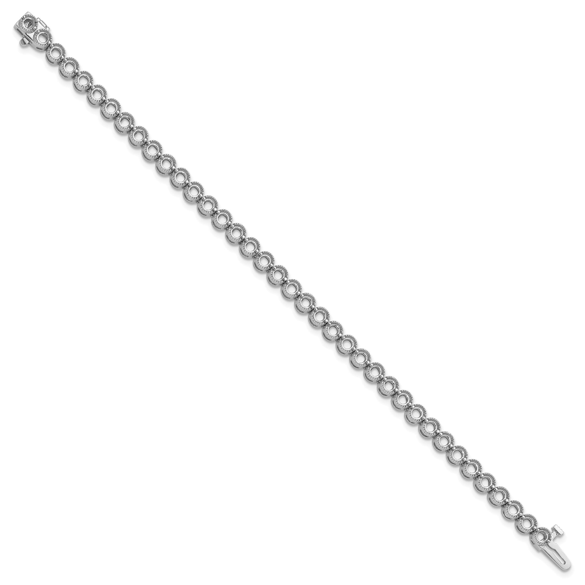 14k White Gold Holds 5 carat 36-3.3mm Round Diamond 2-prong 7 inch Tennis Bracelet Mounting