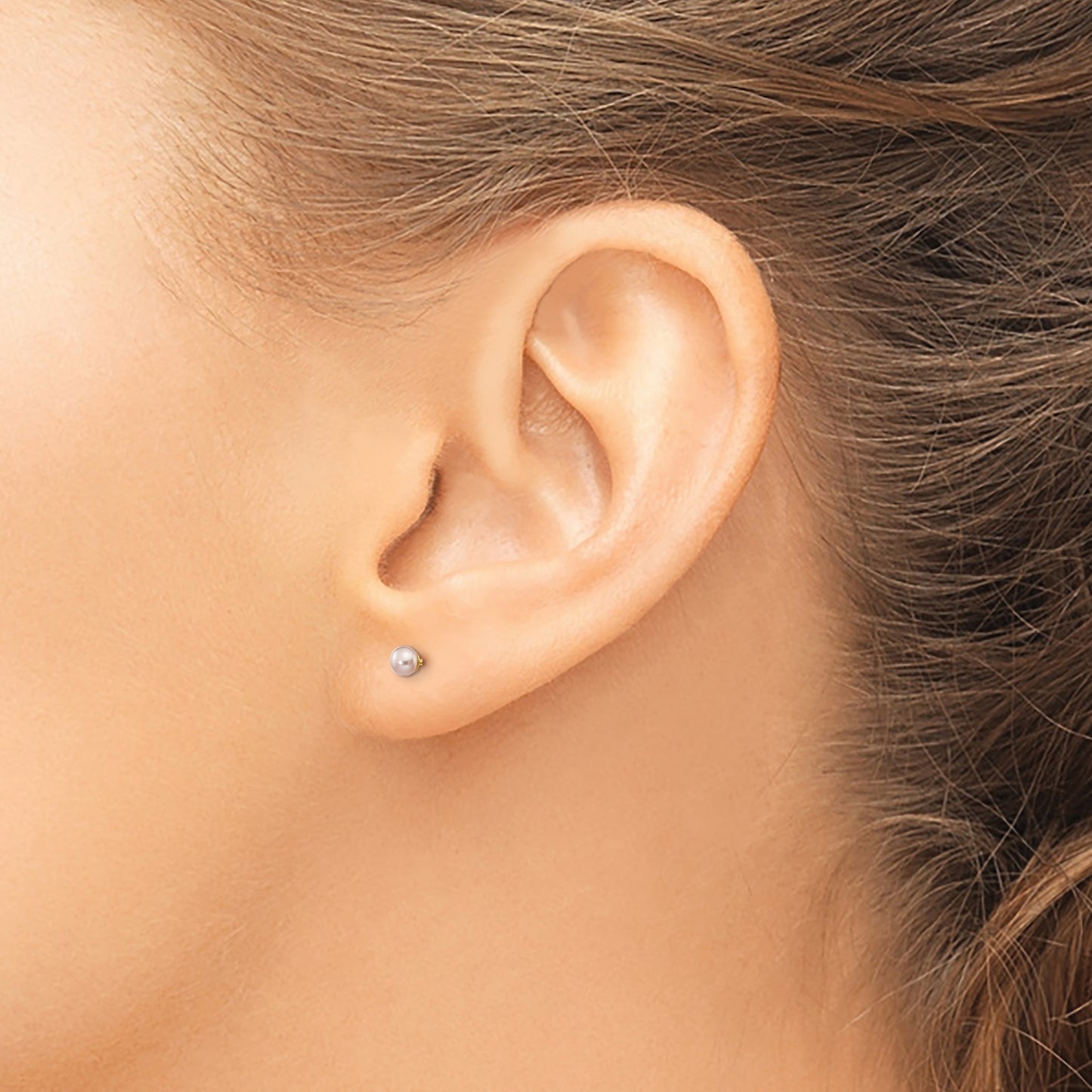 14k 3-4mm Purple Button Freshwater Cultured Pearl Stud Post Earrings