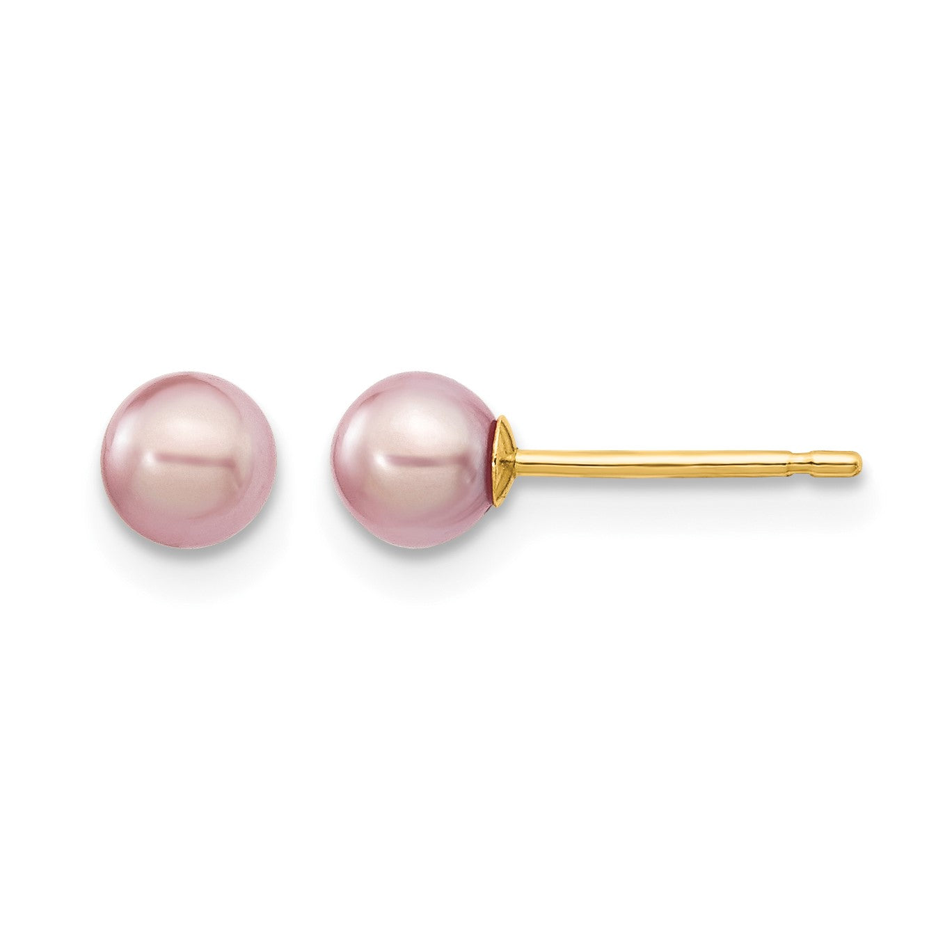 14k 4-5mm Purple Round Freshwater Cultured Pearl Stud Post Earrings