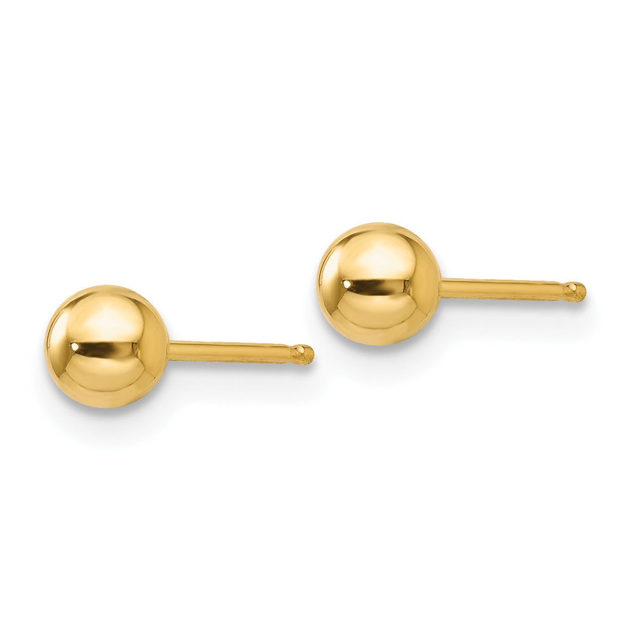14k 4mm Polished Puffed Ball Post Earrings