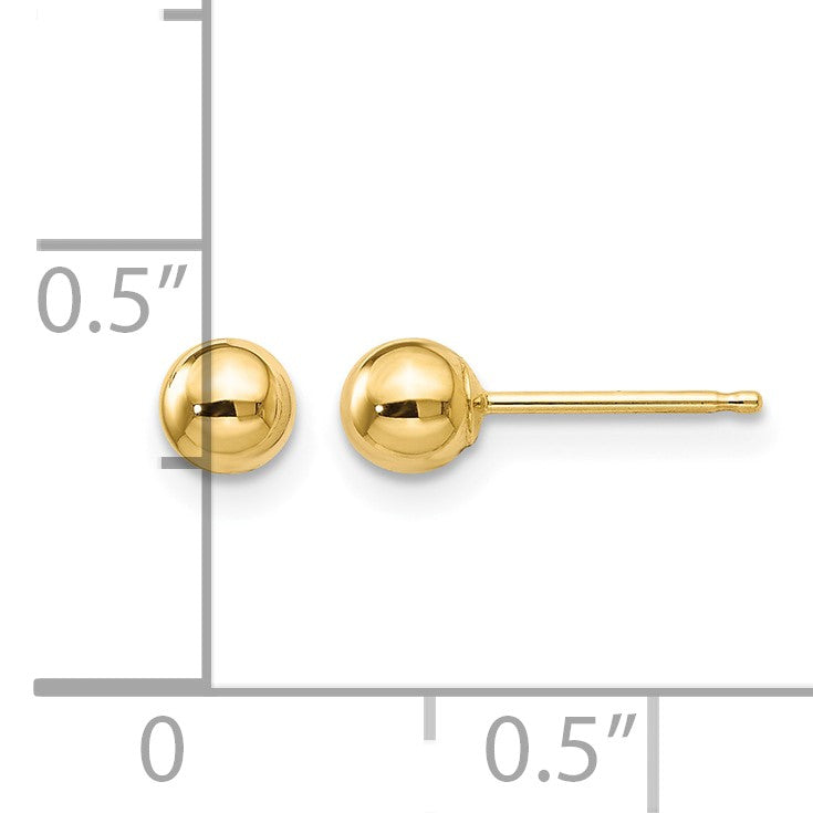14k 4mm Polished Puffed Ball Post Earrings