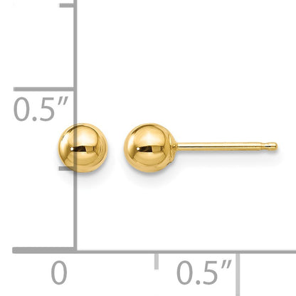 14k 4mm Polished Puffed Ball Post Earrings